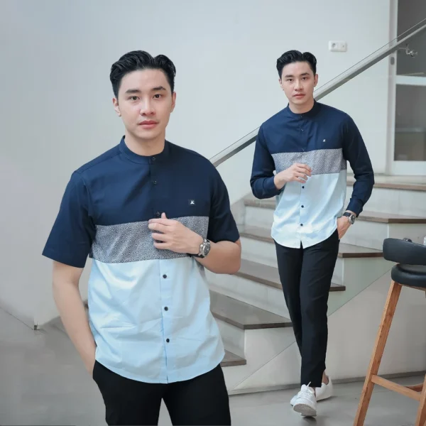 ANCSTR Kemeja Pria Shanghai Aplikasi Motif Premium - Berry