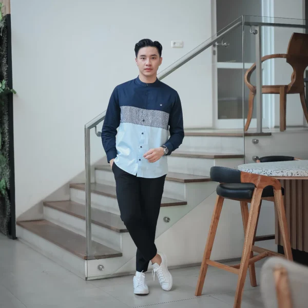 ANCSTR Kemeja Pria Shanghai Aplikasi Motif Premium - Berry - Image 6