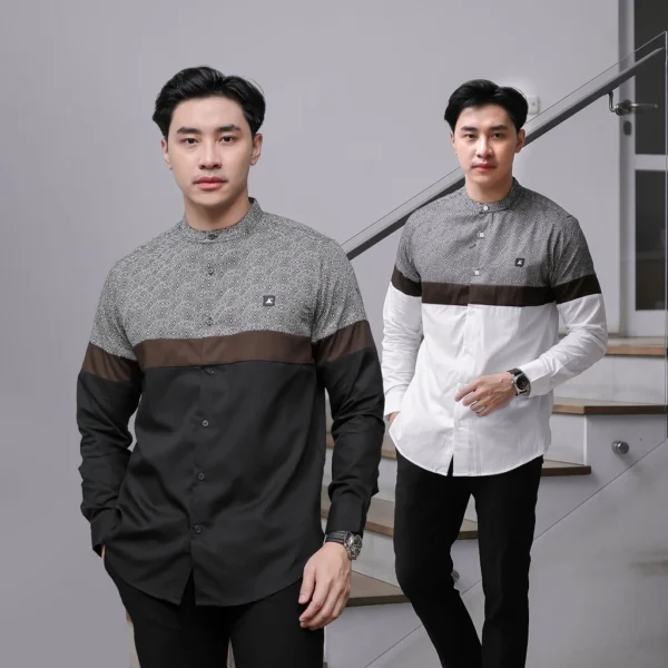 ANCSTR Kemeja Pria Shanghai Aplikasi Motif Premium - Origami Panjang