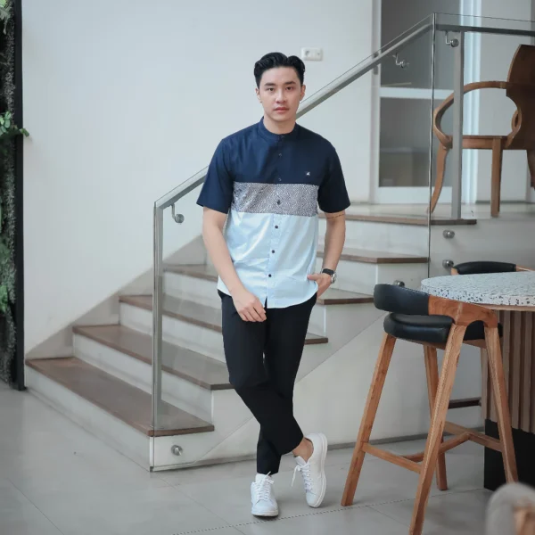 ANCSTR Kemeja Pria Shanghai Aplikasi Motif Premium - Berry - Image 3