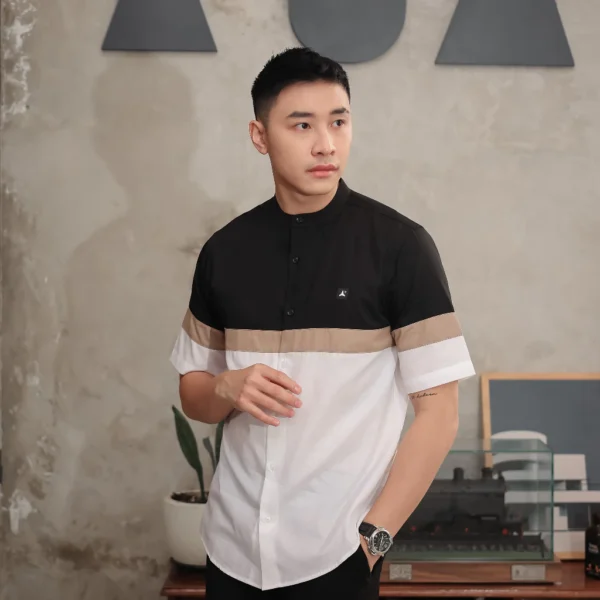 ANCSTR Kemeja Pria Shanghai Kombinasi Warna Premium - Triple Pendek - Image 4