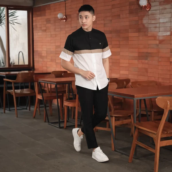 ANCSTR Kemeja Pria Shanghai Kombinasi Warna Premium - Triple Pendek - Image 2