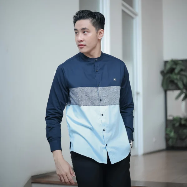 ANCSTR Kemeja Pria Shanghai Aplikasi Motif Premium - Berry - Image 5
