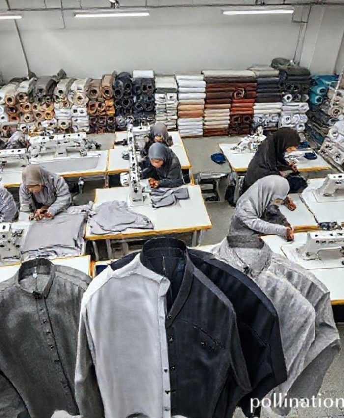 {"prompt":"A high-angle shot of a modern, clean konveksi (garment factory) floor in Bandung. Several professional tailors (some with hijabs, some without) are diligently working on cutting tables and sewing machines. Rolls of various high-quality fabrics (e.g., Toyobo, Linen, Oxford) are stacked neatly in the background. In the foreground, there are partially finished men's Muslim fashion garments (e.g., modern koko shirts, kurtas) being inspected. The overall atmosphere should convey precision, quality, and a focus on Islamic fashion for men. Use bright, natural lighting.","originalPrompt":"A high-angle shot of a modern, clean konveksi (garment factory) floor in Bandung. Several professional tailors (some with hijabs, some without) are diligently working on cutting tables and sewing machines. Rolls of various high-quality fabrics (e.g., Toyobo, Linen, Oxford) are stacked neatly in the background. In the foreground, there are partially finished men's Muslim fashion garments (e.g., modern koko shirts, kurtas) being inspected. The overall atmosphere should convey precision, quality, and a focus on Islamic fashion for men. Use bright, natural lighting.","width":768,"height":768,"seed":42,"model":"flux","enhance":false,"nologo":false,"negative_prompt":"undefined","nofeed":false,"safe":false,"quality":"medium","image":[],"transparent":false,"has_nsfw_concept":false,"concept":{"special_scores":{"0":0.38999998569488525,"1":-0.08100000023841858,"2":-0.10300000011920929},"special_care":[[0,0.38999998569488525]],"concept_scores":{"0":-0.08100000023841858,"1":-0.05999999865889549,"2":-0.07699999958276749,"3":-0.05400000140070915,"4":-0.06199999898672104,"5":-0.0560000017285347,"6":-0.05700000002980232,"7":-0.08399999886751175,"8":-0.08100000023841858,"9":-0.11800000071525574,"10":-0.07100000232458115,"11":-0.07699999958276749,"12":-0.07900000363588333,"13":-0.07100000232458115,"14":-0.08799999952316284,"15":-0.08299999684095383,"16":-0.07500000298023224},"bad_concepts":[]},"trackingData":{"actualModel":"flux","usage":{"completionImageTokens":1,"totalTokenCount":1}}}