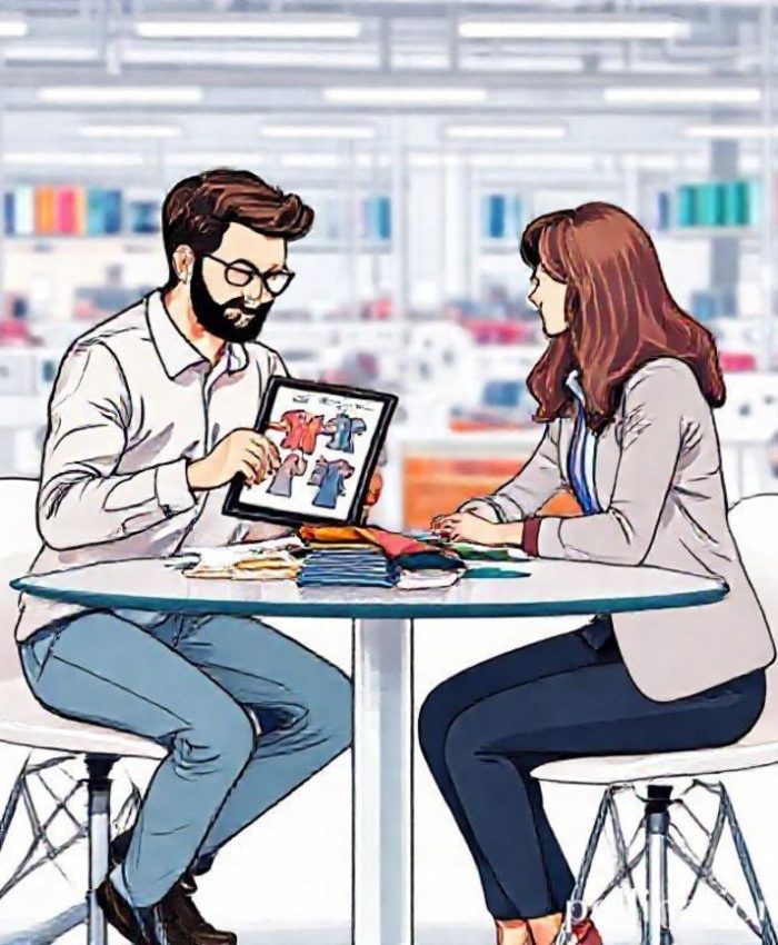 {"prompt":"A vibrant, professional illustration showing two people (a client and a konveksi representative) sitting at a modern table, discussing design plans for custom apparel. The client, holding a tablet displaying clothing mockups, points to a specific detail. The konveksi rep listens attentively, surrounded by fabric swatches and color palettes. A subtle background of a bustling but organized workshop with sewing machines and fabric rolls suggests a production environment. The overall mood is collaborative, clear, and focused on successful project communication.","originalPrompt":"A vibrant, professional illustration showing two people (a client and a konveksi representative) sitting at a modern table, discussing design plans for custom apparel. The client, holding a tablet displaying clothing mockups, points to a specific detail. The konveksi rep listens attentively, surrounded by fabric swatches and color palettes. A subtle background of a bustling but organized workshop with sewing machines and fabric rolls suggests a production environment. The overall mood is collaborative, clear, and focused on successful project communication.","width":768,"height":768,"seed":42,"model":"flux","enhance":false,"nologo":false,"negative_prompt":"undefined","nofeed":false,"safe":false,"quality":"medium","image":[],"transparent":false,"has_nsfw_concept":false,"concept":{"special_scores":{"0":0.4000000059604645,"1":-0.07400000095367432,"2":-0.09399999678134918},"special_care":[[0,0.4000000059604645]],"concept_scores":{"0":-0.07100000232458115,"1":-0.08399999886751175,"2":-0.06599999964237213,"3":-0.0430000014603138,"4":-0.08799999952316284,"5":-0.06599999964237213,"6":-0.05999999865889549,"7":-0.052000001072883606,"8":-0.06199999898672104,"9":-0.12399999797344208,"10":-0.08900000154972076,"11":-0.0860000029206276,"12":-0.07599999755620956,"13":-0.09200000017881393,"14":-0.09700000286102295,"15":-0.10599999874830246,"16":-0.10000000149011612},"bad_concepts":[]},"trackingData":{"actualModel":"flux","usage":{"completionImageTokens":1,"totalTokenCount":1}}}