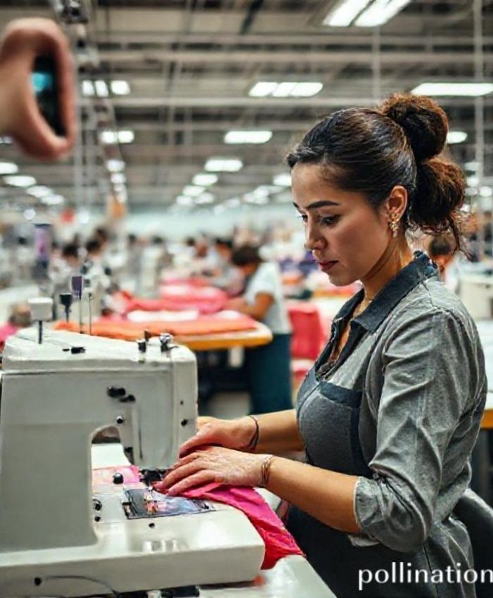 {"prompt":"A dynamic, candid shot of a bustling garment factory floor. In the foreground, a skilled female worker is intently focused on a modern sewing machine, with a vibrant piece of fabric moving smoothly under the needle. Her hands are expertly guiding the material. In the midground, other workers are visible performing various tasks like cutting fabric on large tables, ironing, or performing quality checks, creating a sense of a busy but organized environment. A subtle, blurred camera lens or a person holding a smartphone filming the scene is implied in the corner, suggesting a 'behind the scenes' feel. The lighting is bright and industrial, highlighting the quality and precision of the work, with a warm, inviting atmosphere. Emphasize authenticity, human element, and modern machinery.","originalPrompt":"A dynamic, candid shot of a bustling garment factory floor. In the foreground, a skilled female worker is intently focused on a modern sewing machine, with a vibrant piece of fabric moving smoothly under the needle. Her hands are expertly guiding the material. In the midground, other workers are visible performing various tasks like cutting fabric on large tables, ironing, or performing quality checks, creating a sense of a busy but organized environment. A subtle, blurred camera lens or a person holding a smartphone filming the scene is implied in the corner, suggesting a 'behind the scenes' feel. The lighting is bright and industrial, highlighting the quality and precision of the work, with a warm, inviting atmosphere. Emphasize authenticity, human element, and modern machinery.","width":768,"height":768,"seed":42,"model":"flux","enhance":false,"nologo":false,"negative_prompt":"undefined","nofeed":false,"safe":false,"quality":"medium","image":[],"transparent":false,"has_nsfw_concept":false,"concept":{"special_scores":{"0":0.4339999854564667,"1":-0.06300000101327896,"2":-0.05999999865889549},"special_care":[[0,0.4339999854564667]],"concept_scores":{"0":-0.0820000022649765,"1":-0.06199999898672104,"2":-0.06800000369548798,"3":-0.04500000178813934,"4":-0.07000000029802322,"5":-0.04600000008940697,"6":-0.039000000804662704,"7":-0.061000000685453415,"8":-0.04800000041723251,"9":-0.10199999809265137,"10":-0.08399999886751175,"11":-0.08900000154972076,"12":-0.0560000017285347,"13":-0.06599999964237213,"14":-0.07599999755620956,"15":-0.07800000160932541,"16":-0.054999999701976776},"bad_concepts":[]},"trackingData":{"actualModel":"flux","usage":{"completionImageTokens":1,"totalTokenCount":1}}}